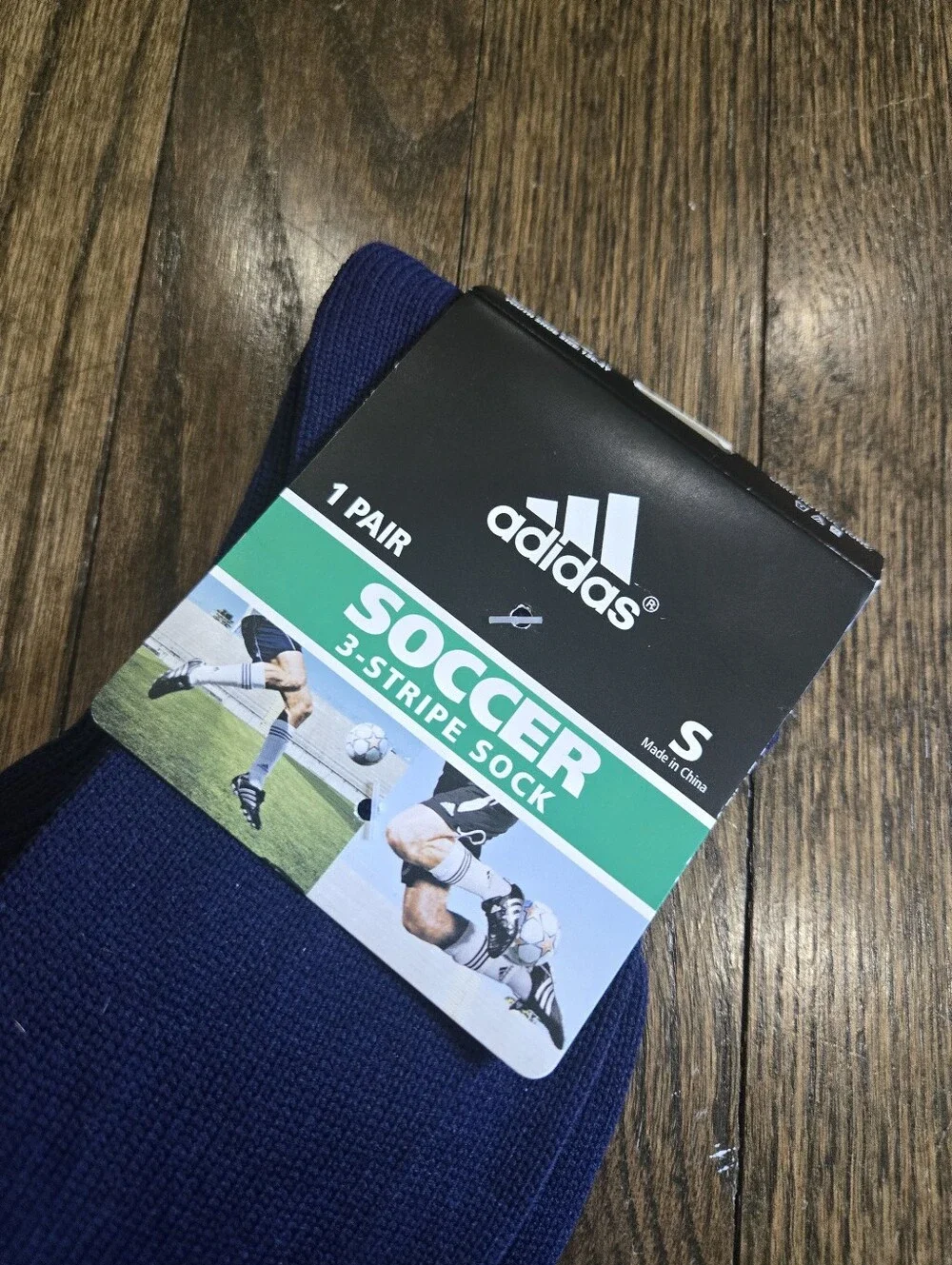 NWT Adidas 3 Stripe Navy Blue Long Soccer Socks Medium Size Small 13C-4Y